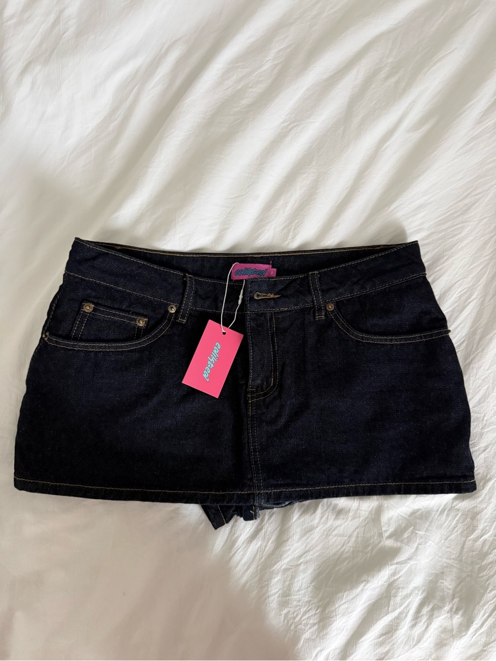 Edikted Camelia Denim Mini Skirt